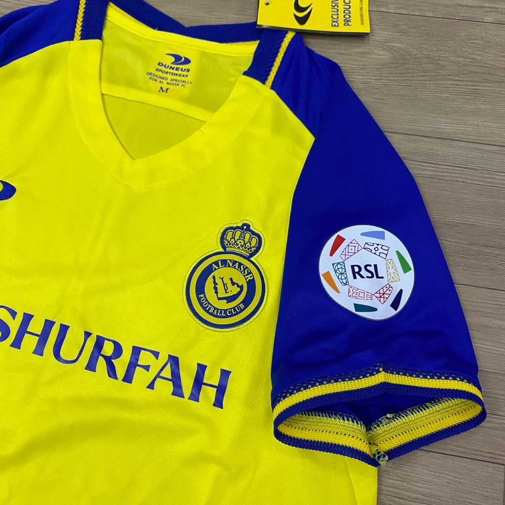 Bộ quần áo bóng đá Al Nassr vàng sân nhà F1 thun thái cao cấp FLG