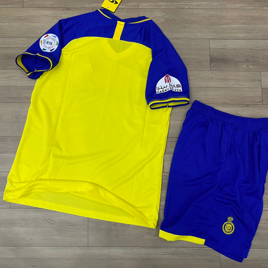 Bộ quần áo bóng đá Al Nassr vàng sân nhà F1 thun thái cao cấp FLG