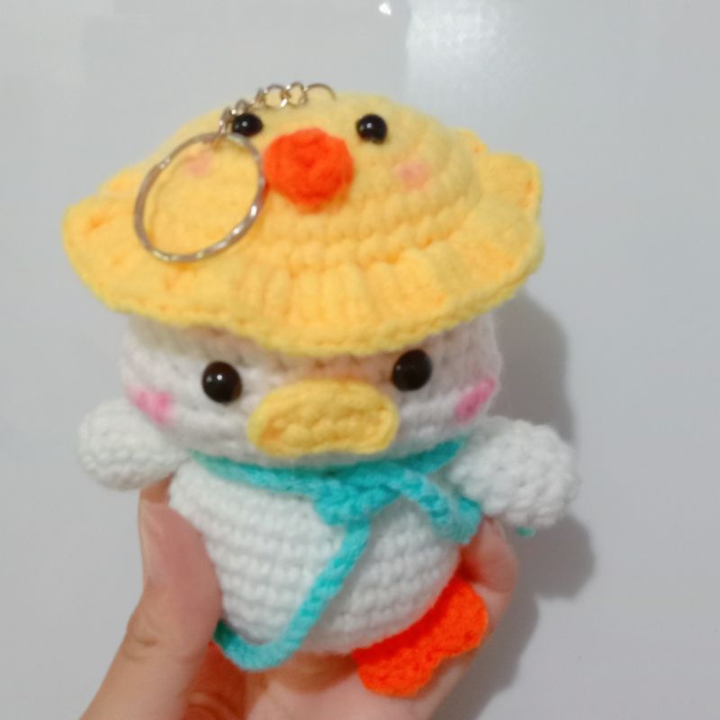 MÓC KHOÁ VỊT ĐỘI MŨ LEN HANDMADE