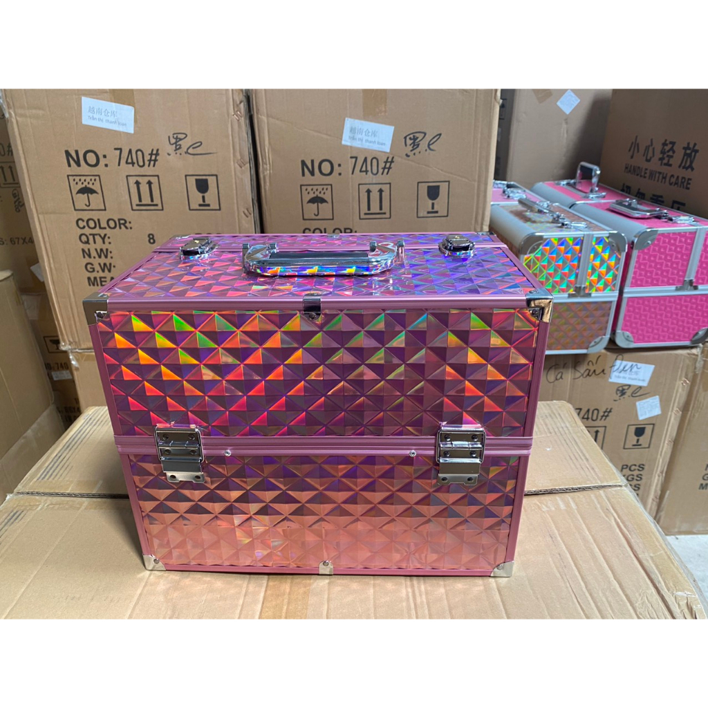 Cốp nhôm 3 tầng Size to  đựng đồ Nail, Mi, Phun Săm Trang điểm.