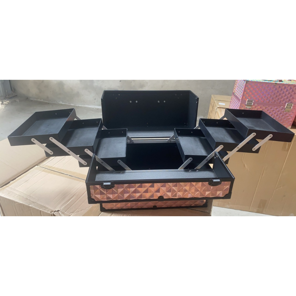 Cốp nhôm 3 tầng Size to  đựng đồ Nail, Mi, Phun Săm Trang điểm.