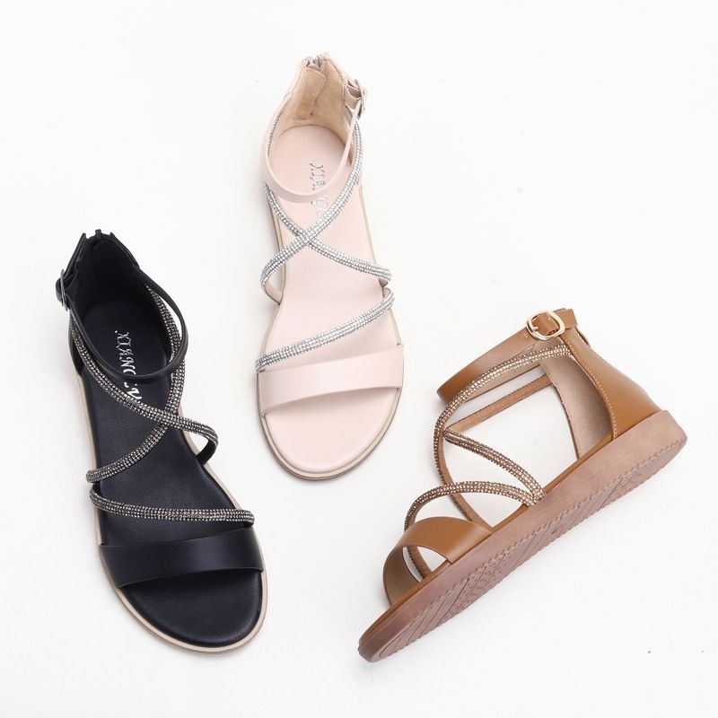 Dép xăng đan nữ đế cao 3 phân, dây đan chéo sang chảnh, đi nhẹ,êm chân, đế chống trơn