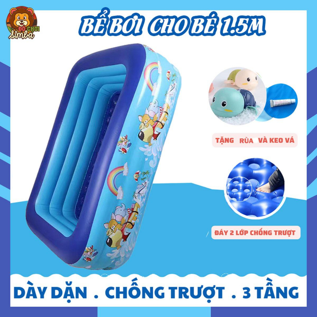 Bể Bơi Phao Cho Bé, Bể Bơi Phao 2 Lớp - Chống Trơn Trượt, Bể Bơi 2M1