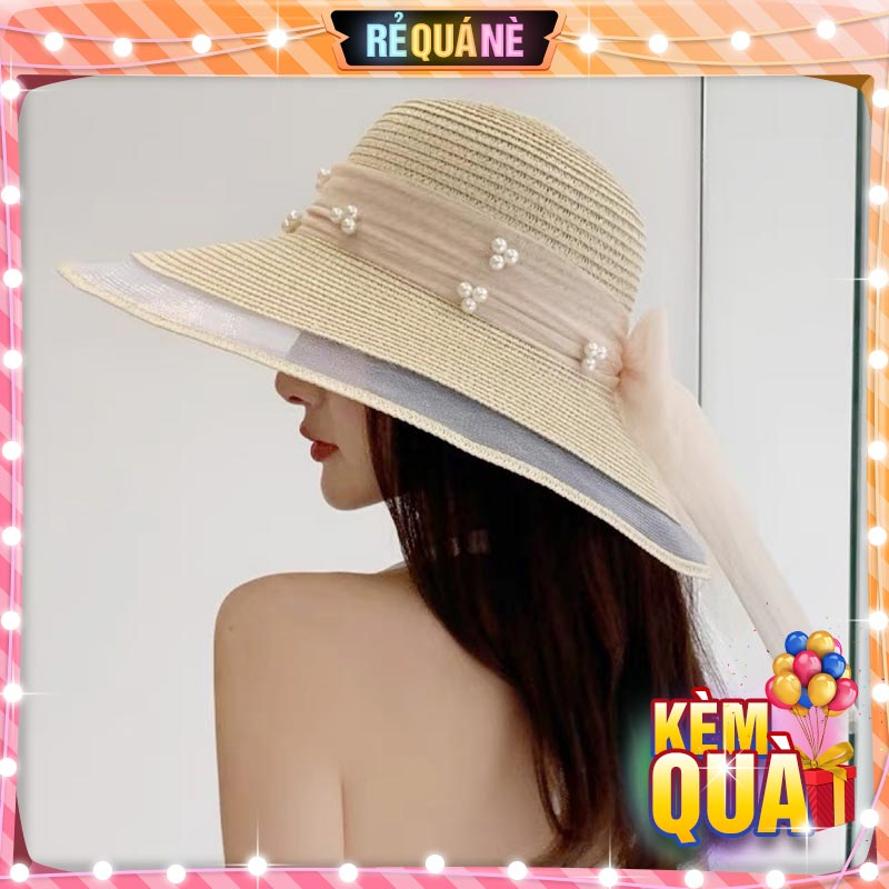 Nón Cói Chống Nắng Thắt Nơ Phối Viền Trong Suốt Kiểu Hàn RQN2285