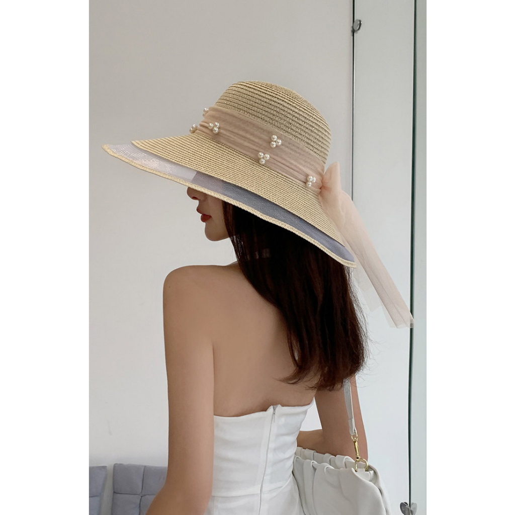 Nón Cói Chống Nắng Thắt Nơ Phối Viền Trong Suốt Kiểu Hàn RQN2285
