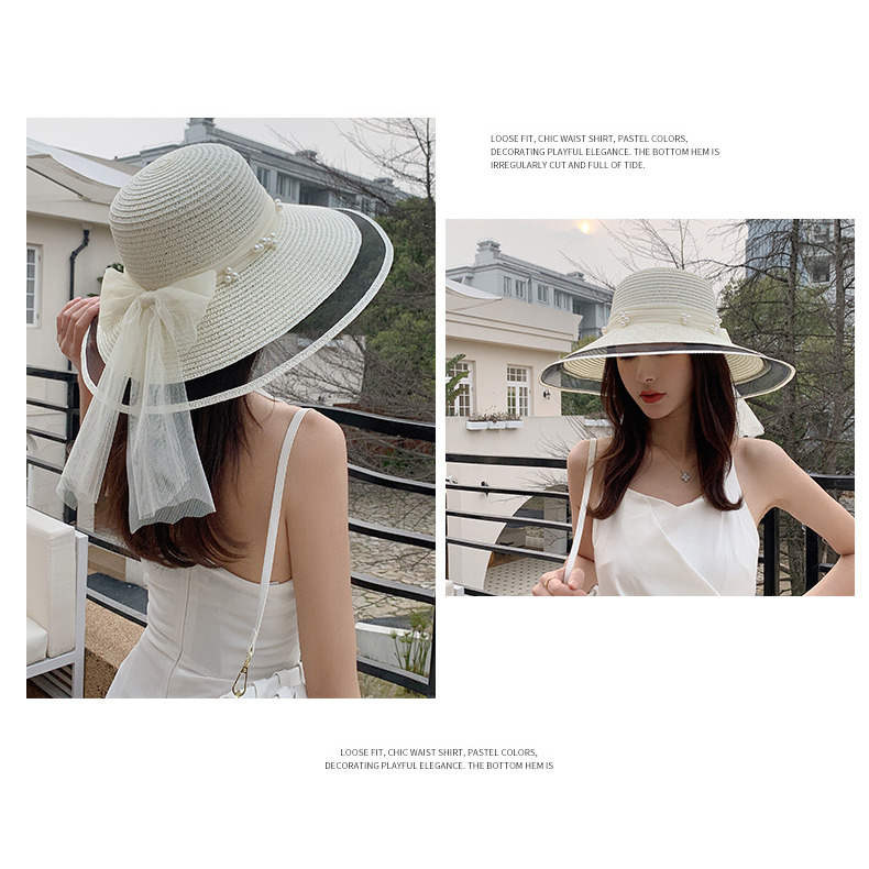 Nón Cói Chống Nắng Thắt Nơ Phối Viền Trong Suốt Kiểu Hàn RQN2285