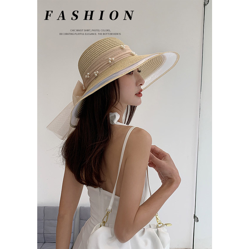 Nón Cói Chống Nắng Thắt Nơ Phối Viền Trong Suốt Kiểu Hàn RQN2285