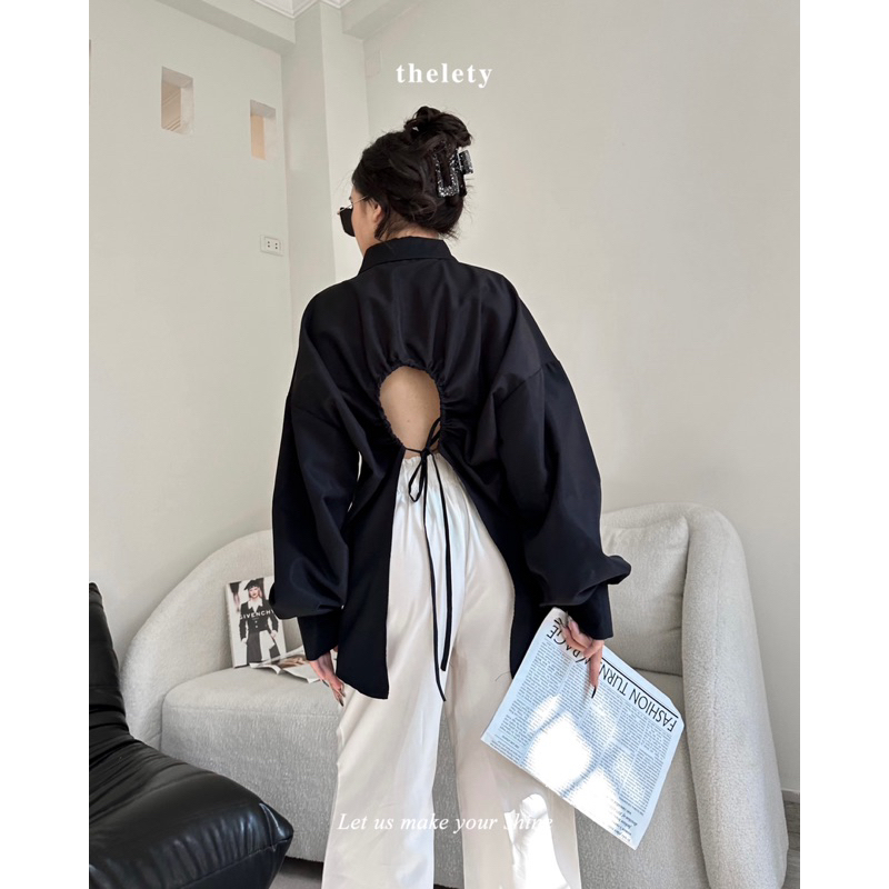 Áo Sơ Mi Khoét Lưng Buộc Dây LUNA SHIRT | 𝐭𝐡𝐞𝐥𝐞𝐭𝐲