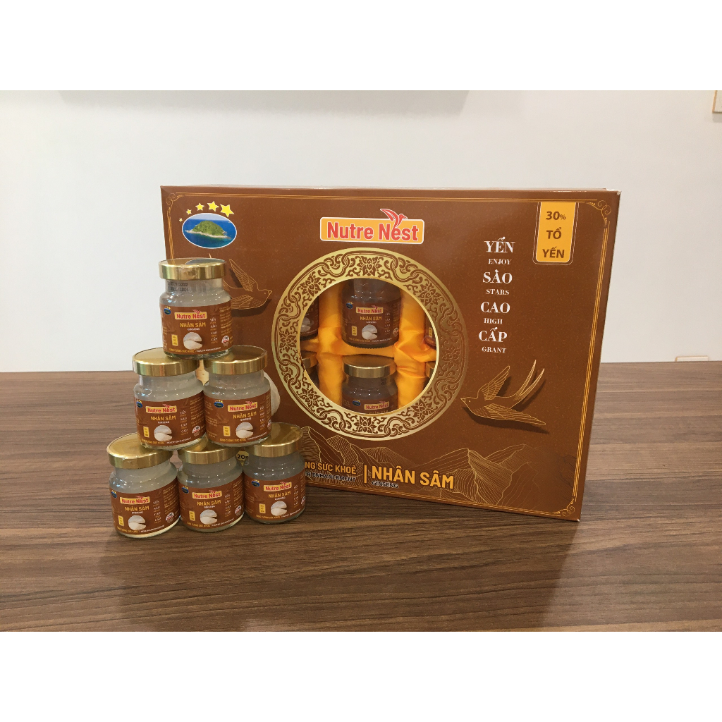 Yến Sào Nhân Sâm Nutre Nest (30% yến) 1 Hộp 6 Hũ - Khánh Hòa - Quà Tặng
