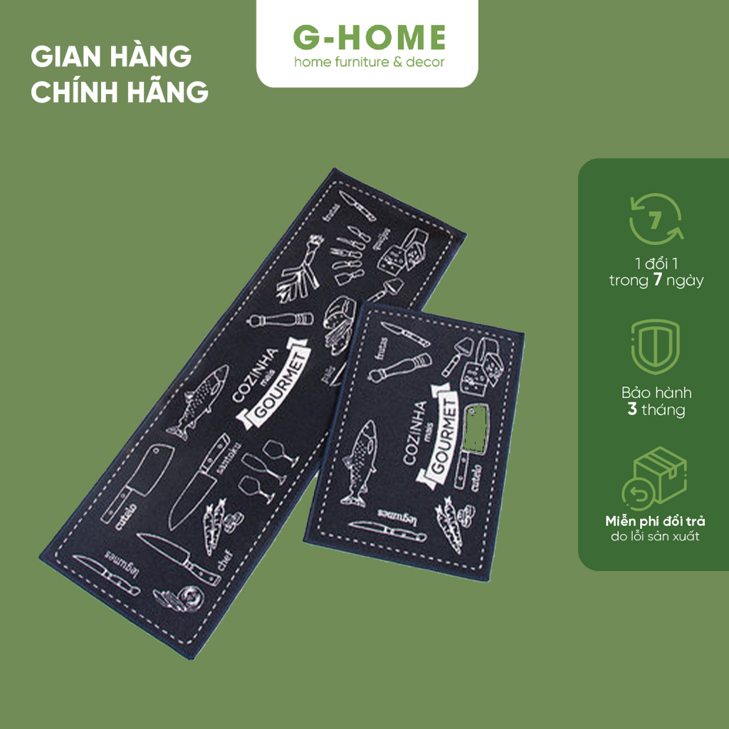 Thảm bếp sợi dệt lau chân Ghome thảm bếp trải sàn chống trơn trượt thấm nước nhanh TB22M4