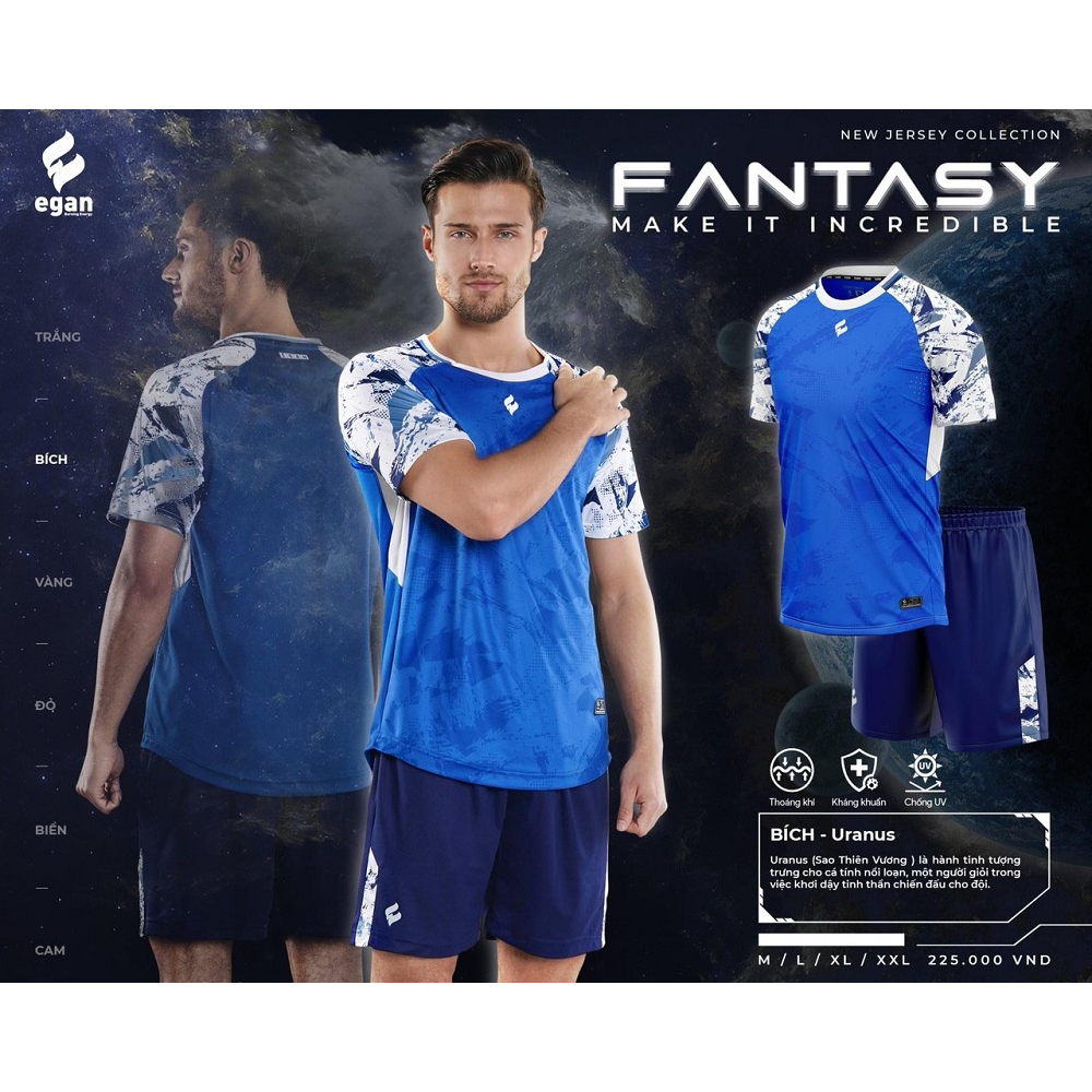 Đồ đá banh không logo EGAN FANTASY màu xanh bích CÓ IN tên số theo yêu cầu