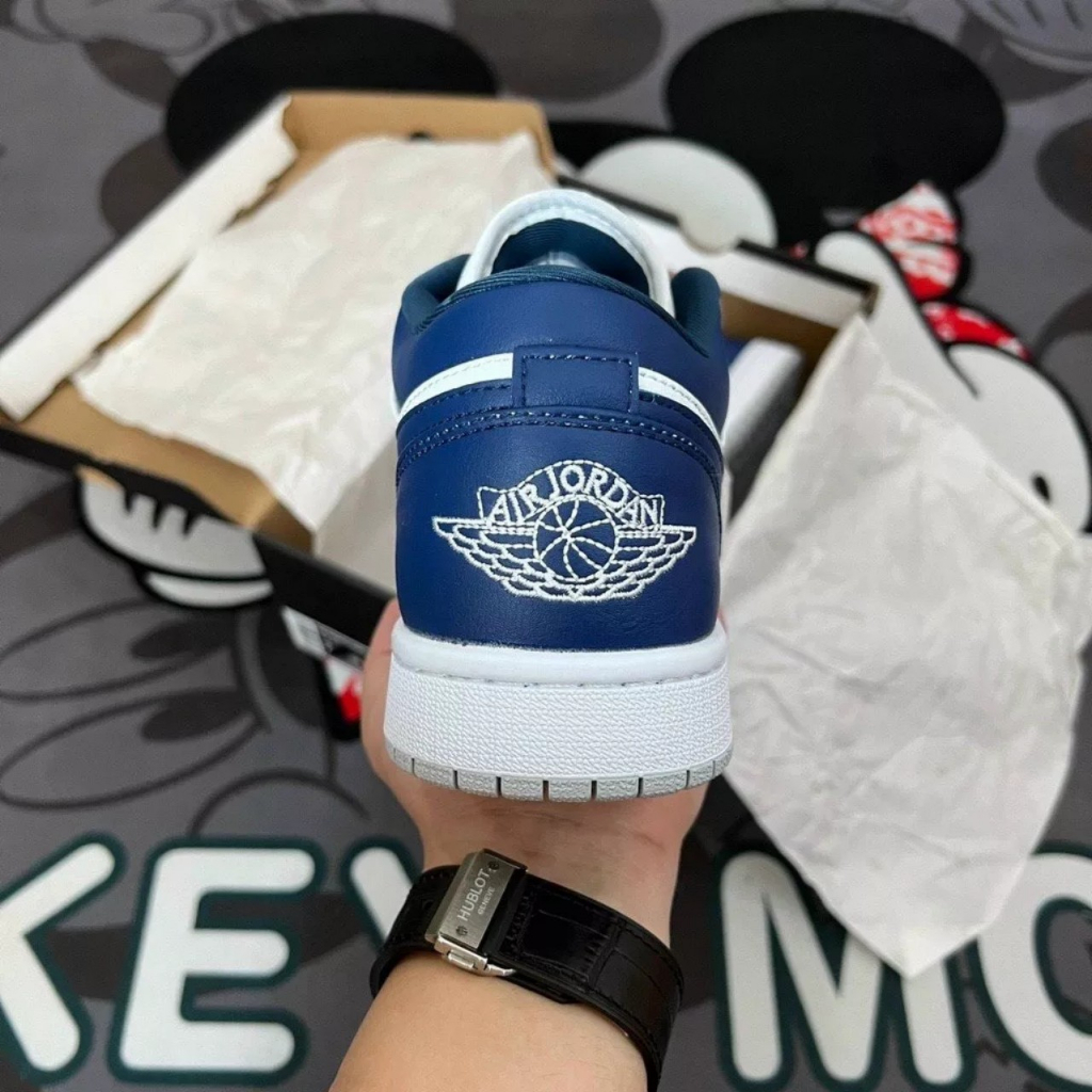 Giày Jordan Mũi Xám Xanh Dương, Giày JD Nike_Jordan 1 Low Grey and Blue Hàng Cao Cấp Full Box