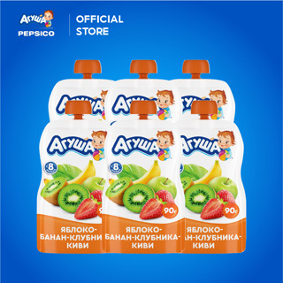  Combo 6 Gói Trái cây nghiền vị táo chuối dâu tây và kiwi Agusha 90g gói dành cho bé từ 8 tháng trở lên 