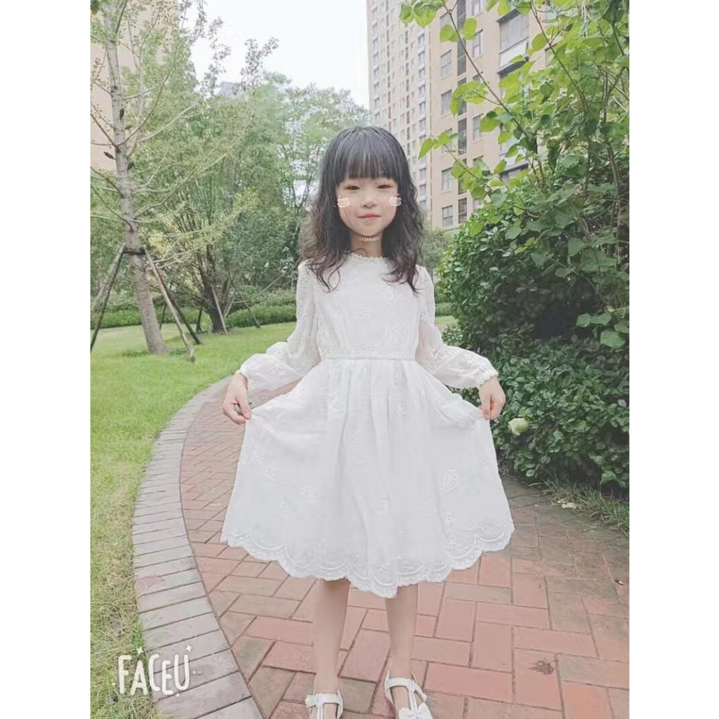 Váy đầm xoè ren trắng công chúa cho bé gái . Mã hàng NK0108
