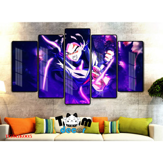 Tranh tráng gương gỗ MDF dragon ball songoku bộ 5 tranh treo tường