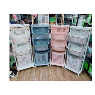 Kệ nhựa đa năng 3 tầng có bánh xe