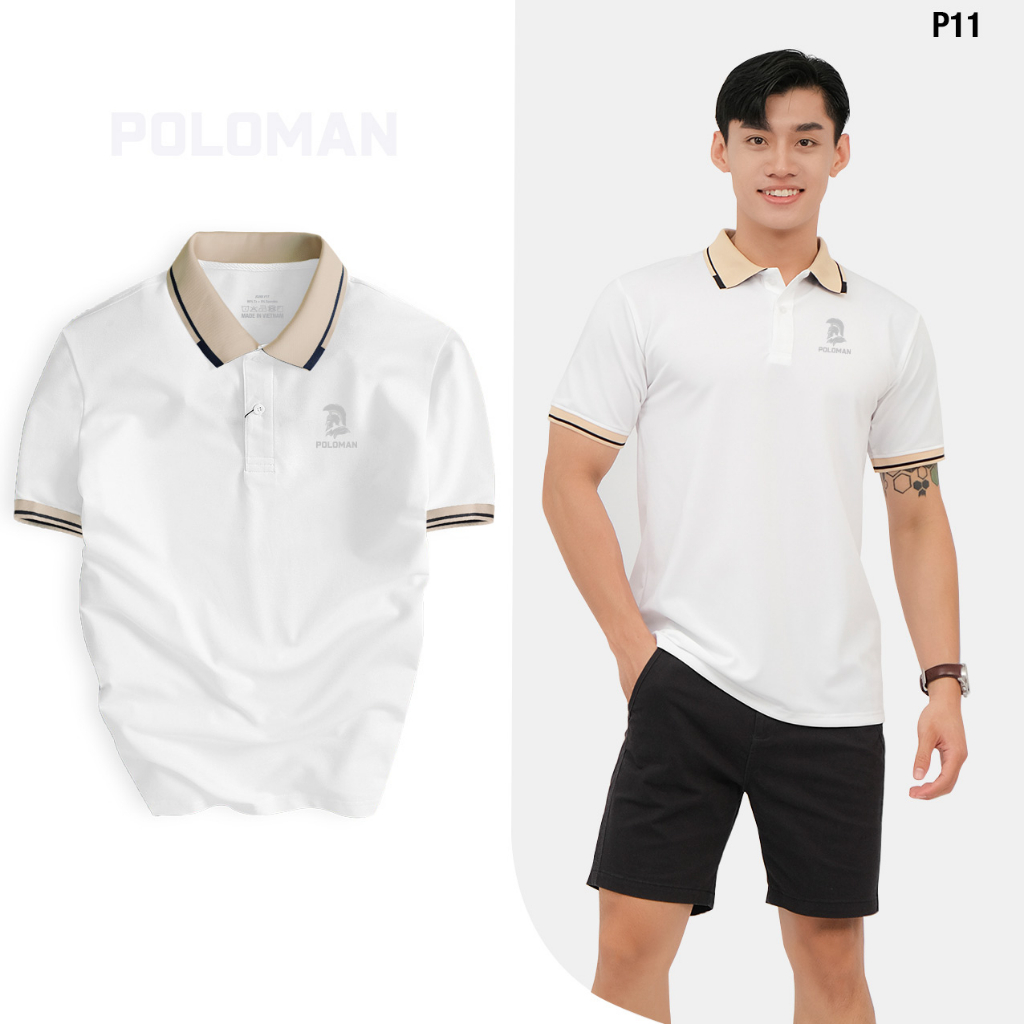 Áo thun WARRIAMAN thiết kế phối cổ Basic, sang trọng, phong cách quý ông