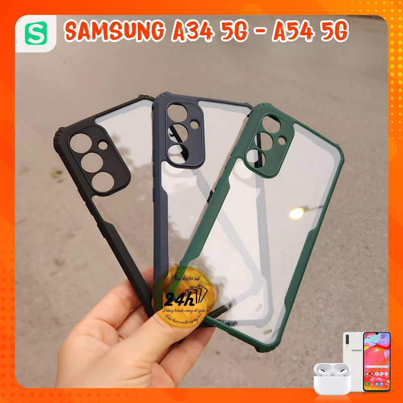Ốp Lưng Samsung A34 5G - Samsung A54 5G Lưng Trong Suốt viền màu Chống Sốc, chống va đập A34 A54
