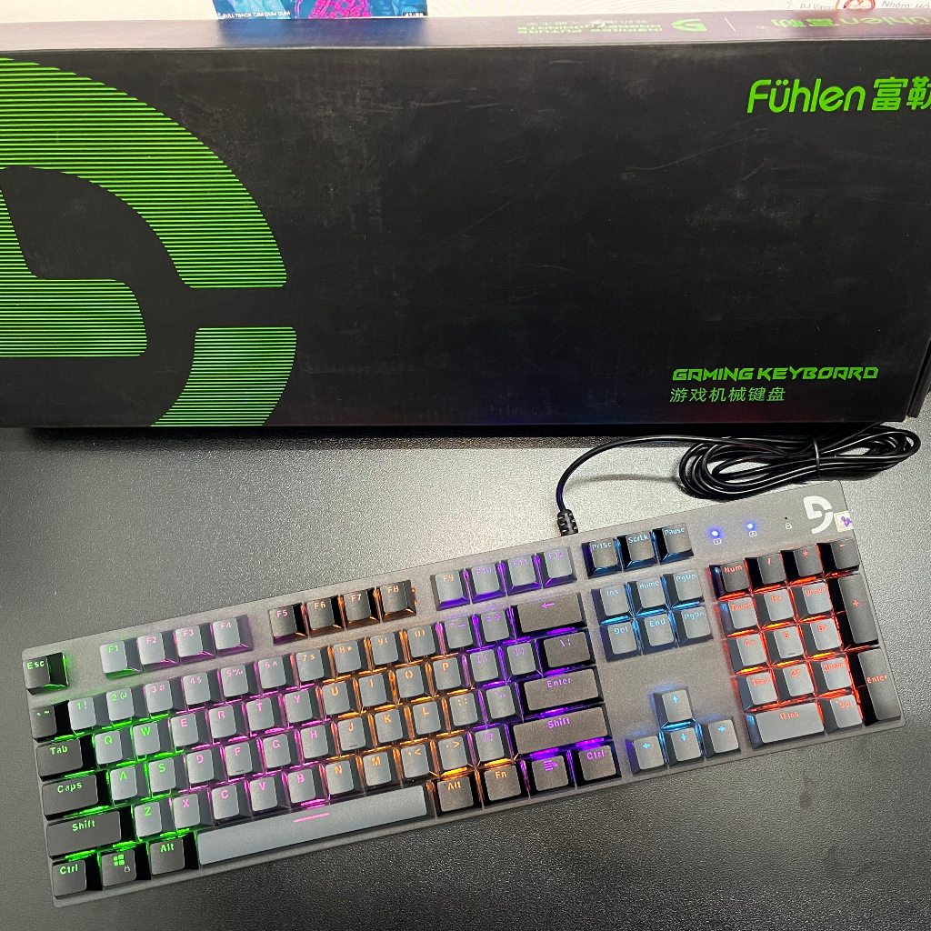 Bàn phím cơ có dây, Bàn phím Led đổi màu Rainbow Blue Switch Siêu Nhạy