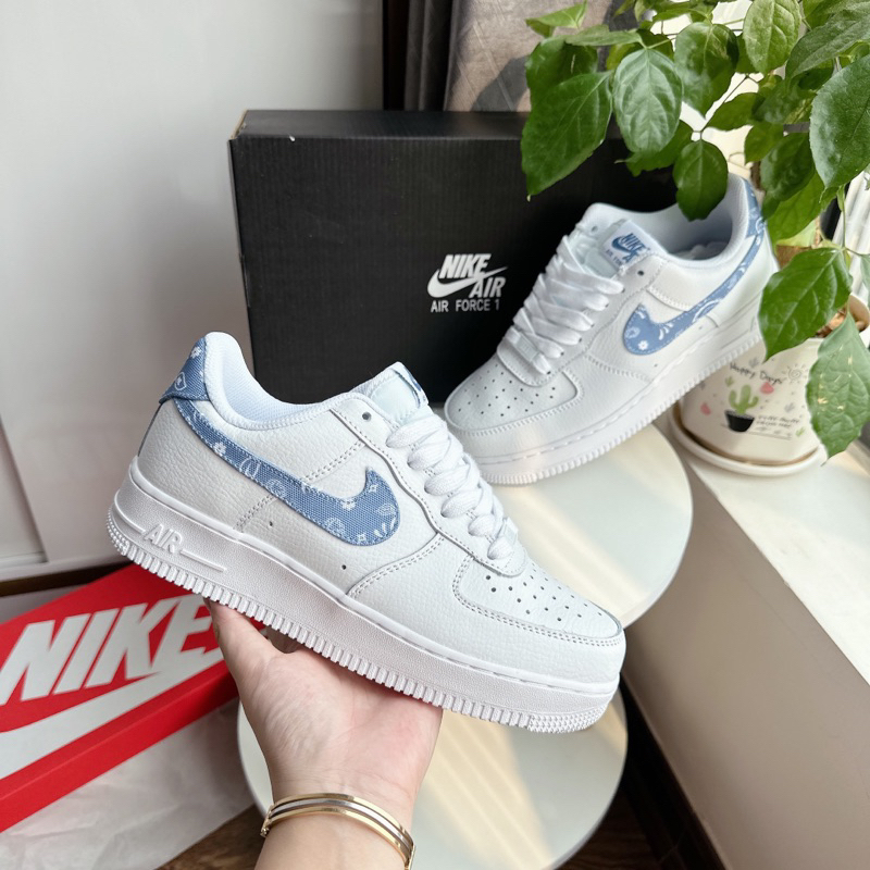 GIÀY AF1 PAISLEY BLUE, FORCE TRẮNG VỆT XANH BIỂN NAM NỮ