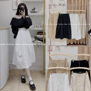 Chân váy dài phối ly kaki khuy 2 lớp có lót yoome clothing