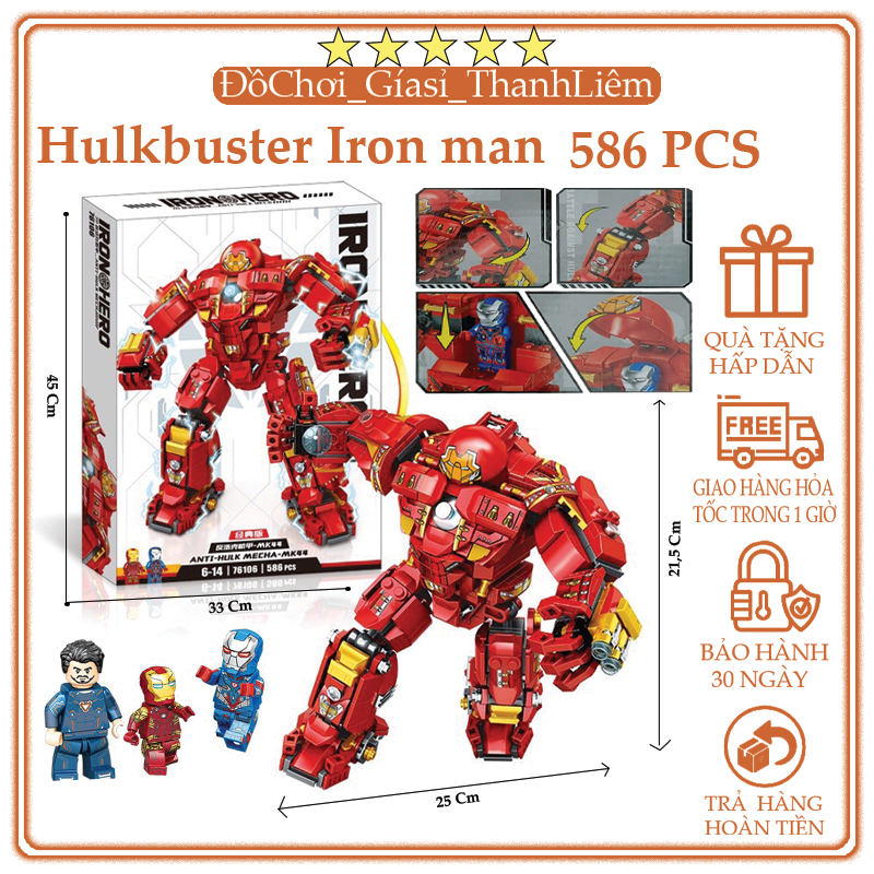 Đồ chơi lắp ráp Hulkbuster Iron man nhiều kích thước lắp ráp mô hình người sắt