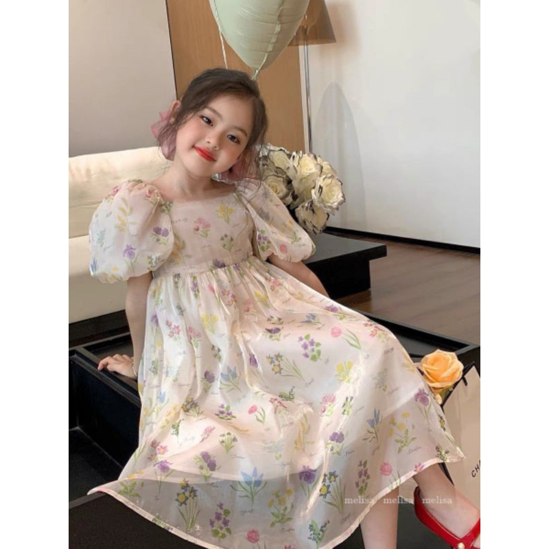 ĐẦM VÁY HOA NHÍ VOAN TƠ CÔNG CHÚA DỄ THƯƠNG HAIVANCO cho bé gái 10 đến 40 kg mềm mại và thoáng mát đi học đi chơi đẹp