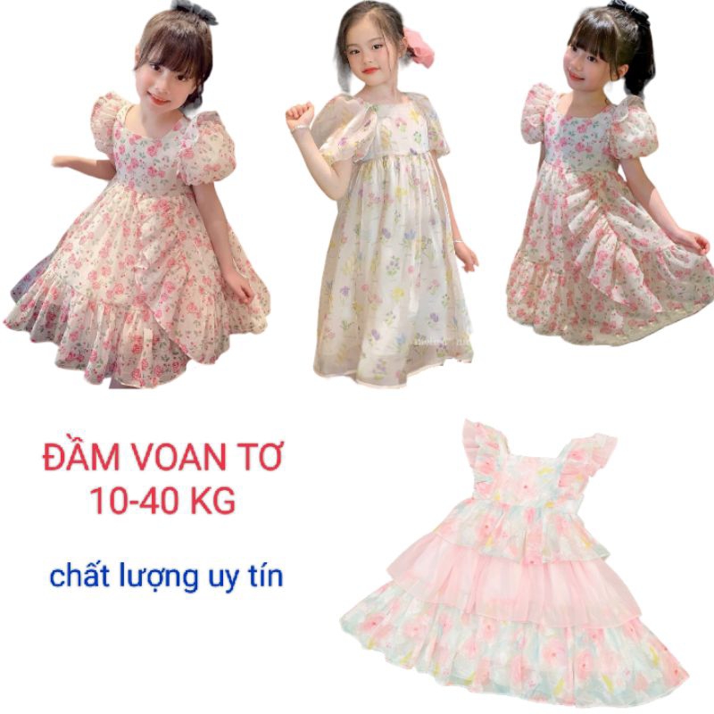 ĐẦM VÁY HOA NHÍ VOAN TƠ CÔNG CHÚA DỄ THƯƠNG HAIVANCO cho bé gái 10 đến 40 kg mềm mại và thoáng mát đi học đi chơi đẹp