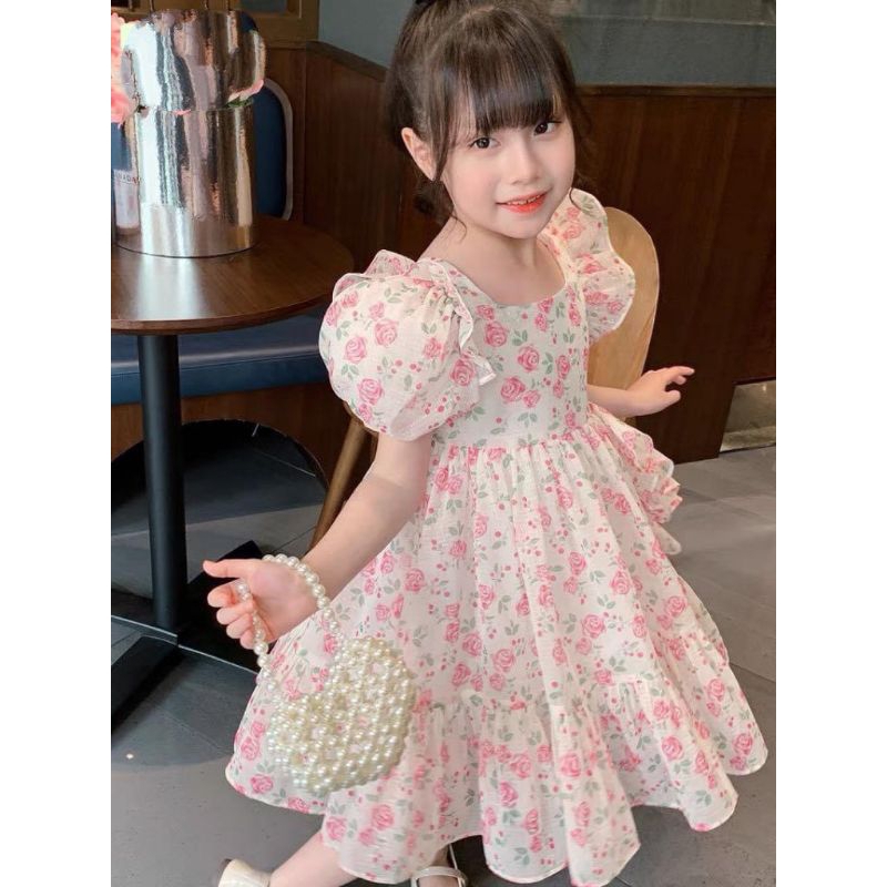 ĐẦM VÁY HOA NHÍ VOAN TƠ CÔNG CHÚA DỄ THƯƠNG HAIVANCO cho bé gái 10 đến 40 kg mềm mại và thoáng mát đi học đi chơi đẹp