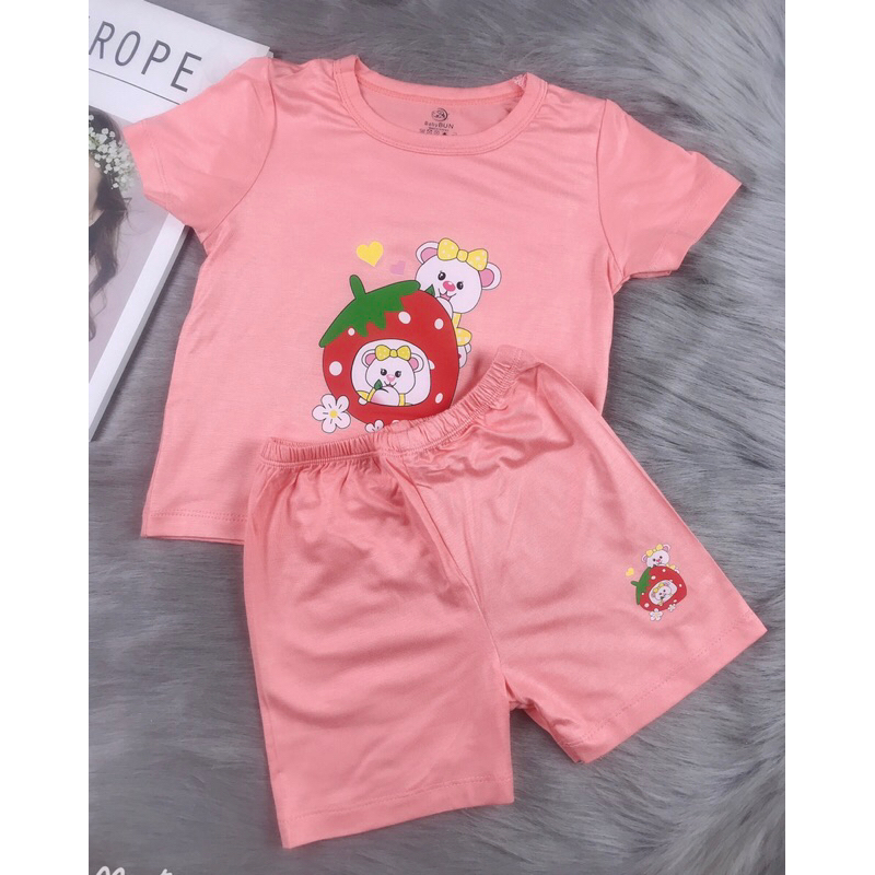 Bộ Cộc Tay Chất Thun Lạnh Petit Cao Cấp Cho Bé Gái