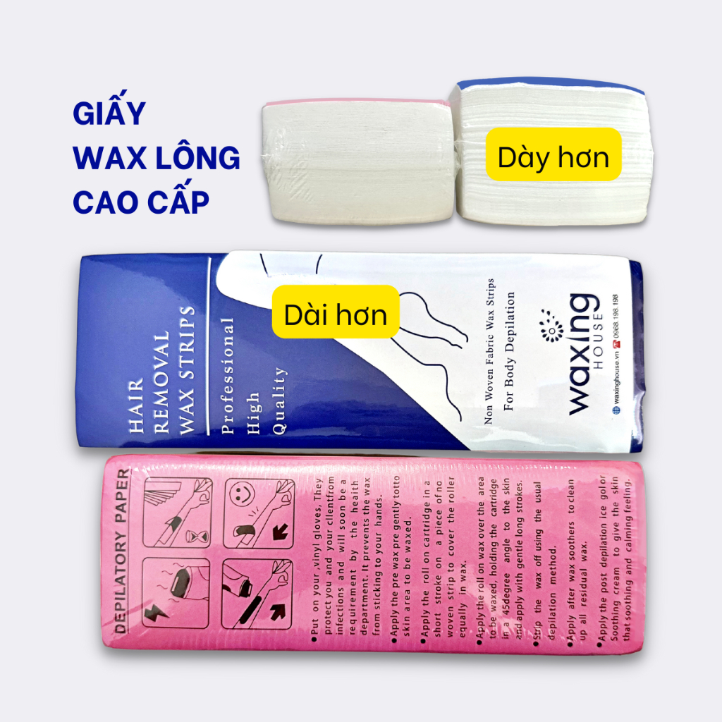 Giấy wax lông WAXING HOUSE cao cấp loại dày chuyên dùng cho sáp hũ, sáp con lăn