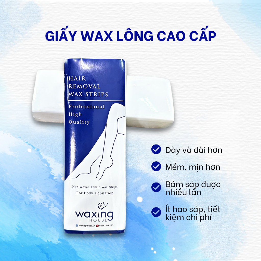 Giấy wax lông Waxing House cao cấp loại dày 100 tờ - chuyên dùng cho sáp wax lông dạng lăn, sáp hũ