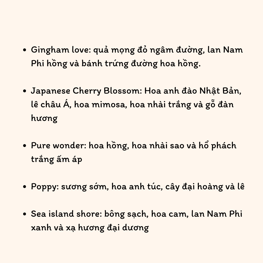 Set 5 chai 10ml Body mist Bath & Body Works