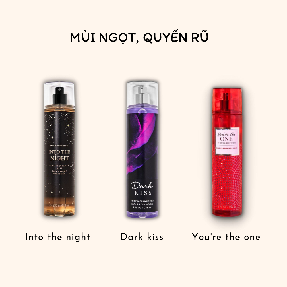 Set 5 chai 10ml Body mist Bath & Body Works