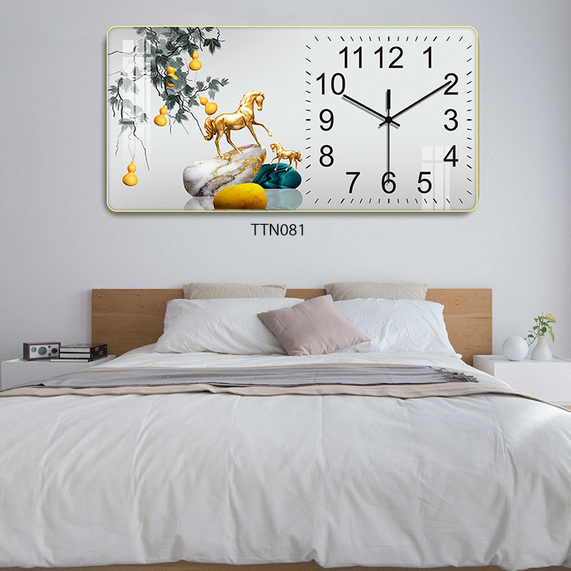 Tranh Đồng Hồ Tráng Gương 5D Mã Đáo Thành Công - Simple House, Trang Trí Phòng Khách,Giúp Gia Chủ Thăng Quan Tiến Chức.