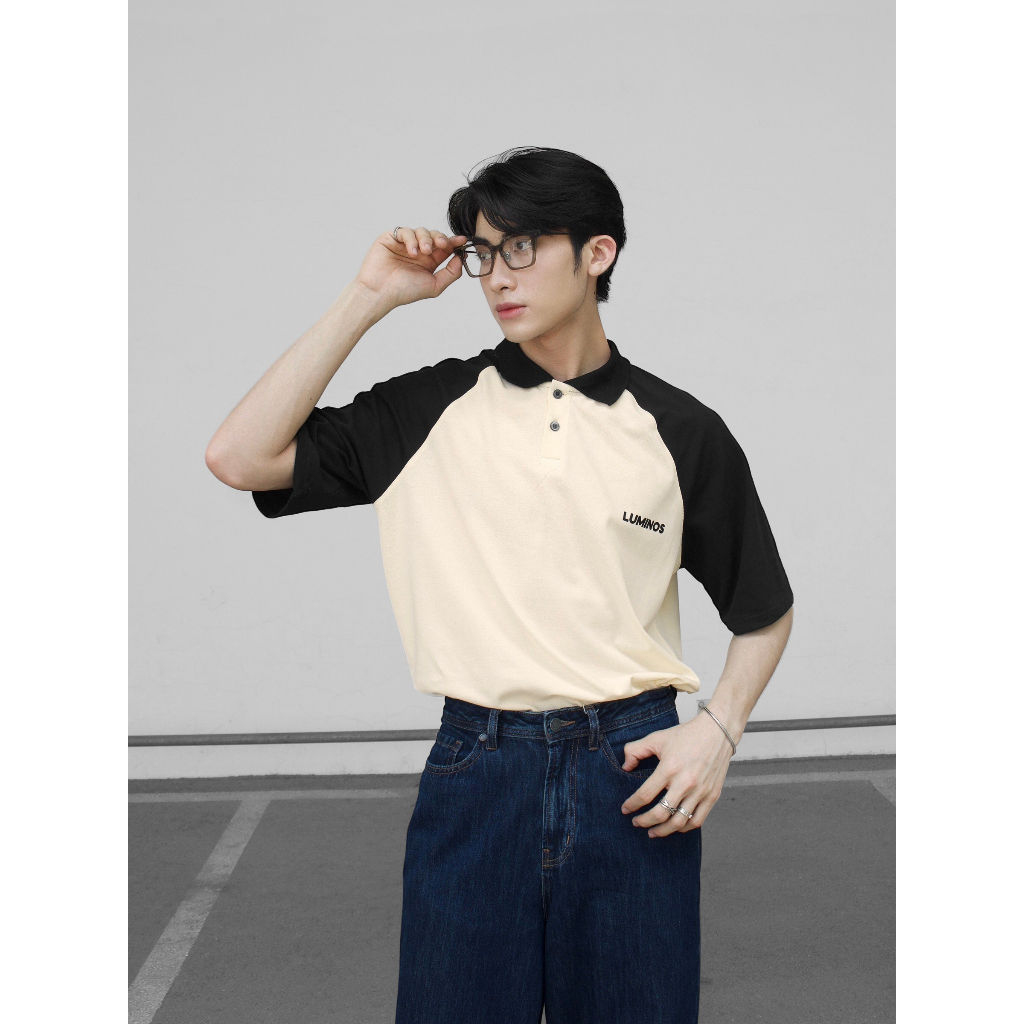 Áo Polo Raglan Luminos, Áo Polo Dáng Rộng Tay Raglan Unisex Chất Vải Cá Sấu Cầm Màu, Brand Luminos
