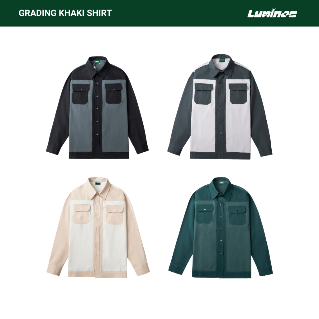 Áo Sơ Mi Luminos Grading - Sơ Mi Kaki Dáng Rộng Phối Màu Đậm Nhạt, Vải 100% Cotton Nhân Tạo - Brand Luminos