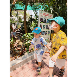 ***Free Ship*** Bộ Hoa Lá Đi Biển,Đi Chơi Chất Vải Đũi Cực Mát Dành Cho Bé (9-20kg) Đồ Bộ Bé Trai,Set Đi Biển Cho Bé
