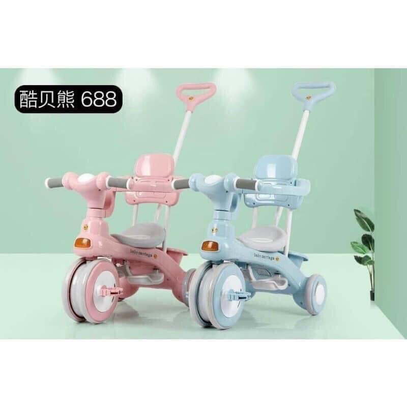 Xe đẩy 3 bánh 618/688 có đèn, có nhạc cho bé