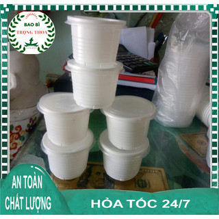 Ly nhựa trắng sữa 100ml kèm nắp đựng yaourt, phomai