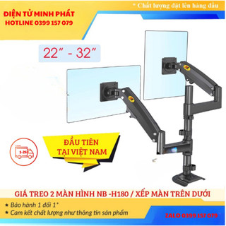 H180 - giá treo 2 màn hình / giá đỡ 2 màn hình/ phiên bản 2 tay của h180