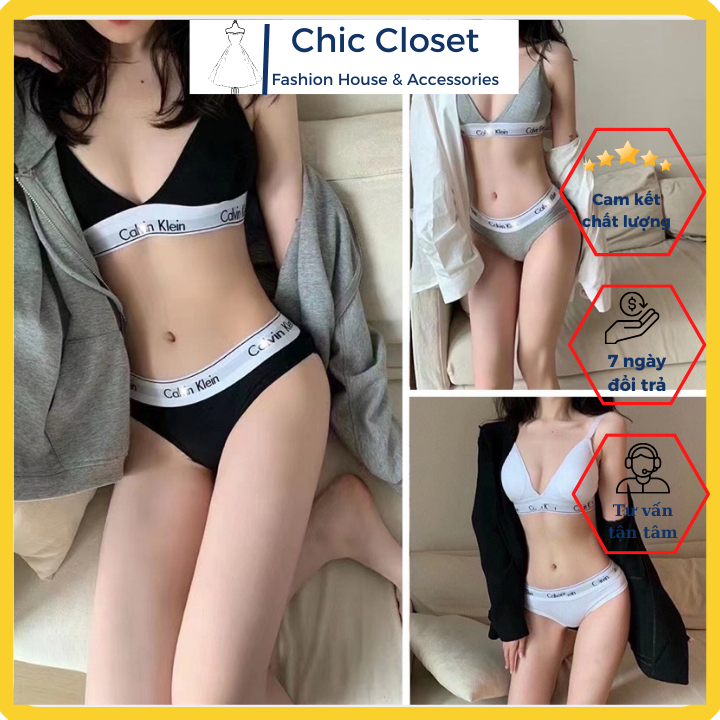 Bộ Quần Áo Lót Cotton Giọt Lệ Có Điều Chỉnh Dây CK Hàng Cao Cấp