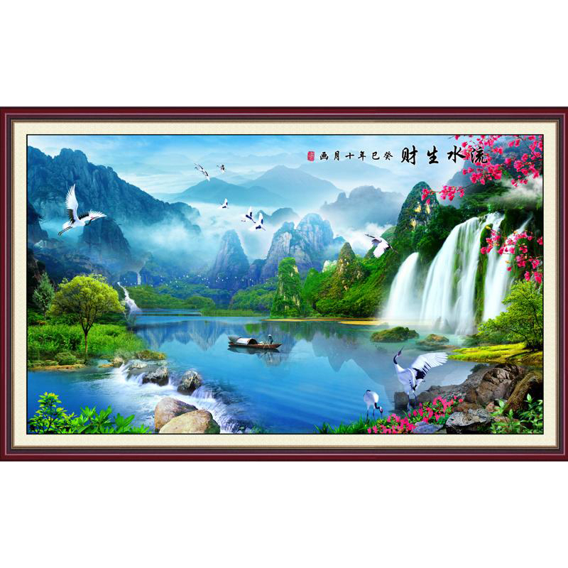 Tranh dán tường Phong cảnh thác nước đẹp GL0935 in PP kim sa nhiều kích thước