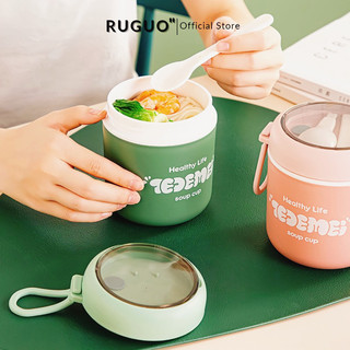 Bình ủ cháo, cốc đựng canh Tedemei chất liệu nhựa chịu nhiệt, có thìa kèm theo, dung tích 530ml