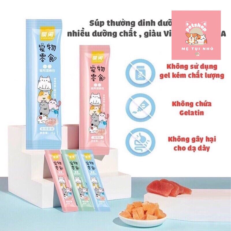 Súp thưởng cho mèo- Snack thưởng cho mèo shizuka thanh 15gr - nhiều hương vị