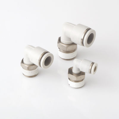 Cút nối góc PL Inox màu trắng loại tốt ren ngoài khí nén, phun sương giá sỉ