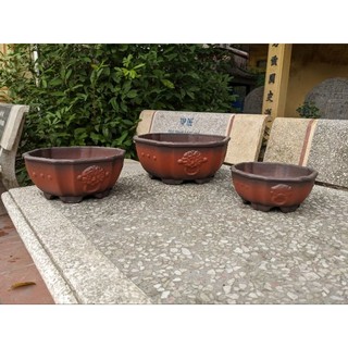 Set 3 chậu mặt bợm chấm bi màu đất nung gốm Bát Tràng