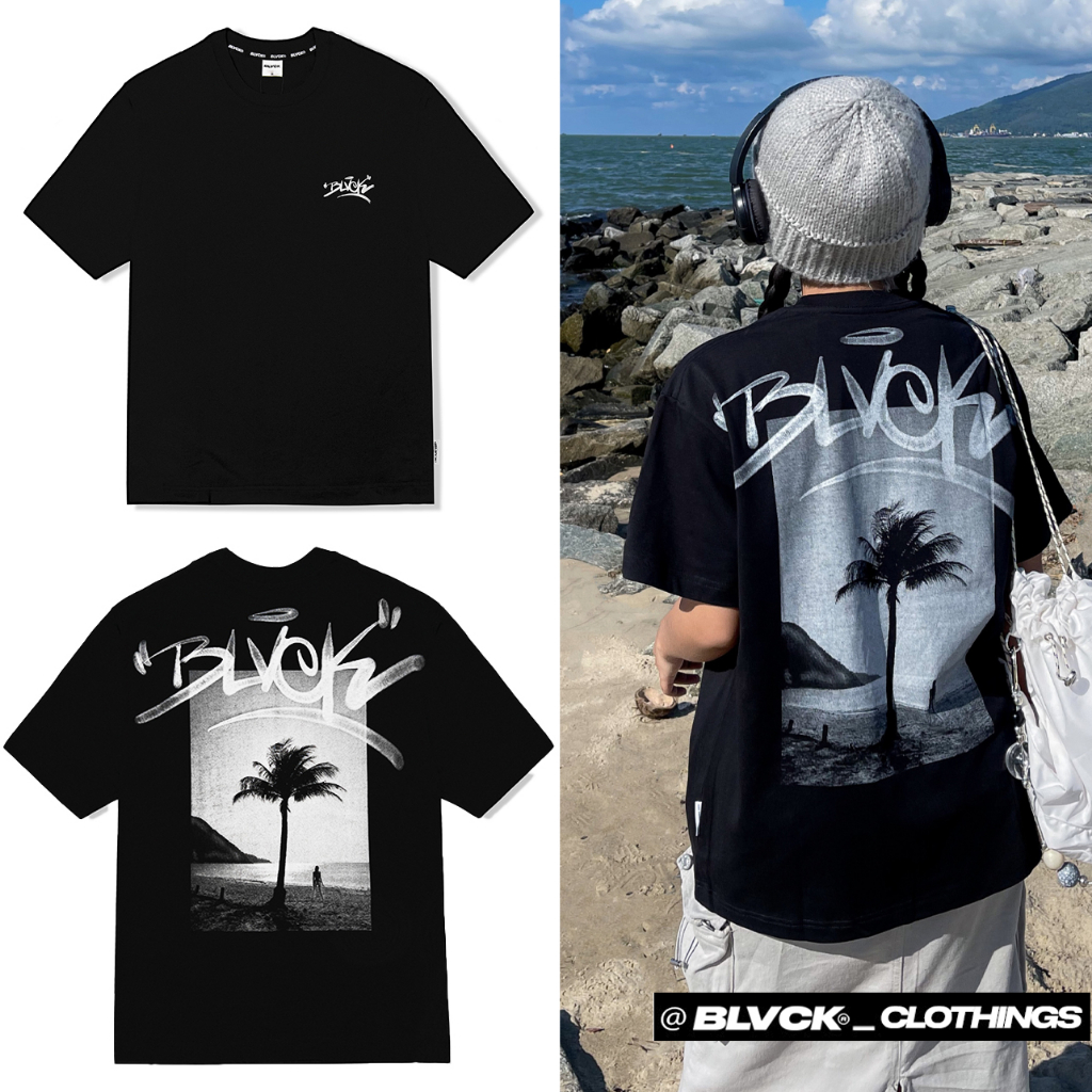 Áo thun BLVCK hoạ tiết Palm Tree T-shirt - Màu đen Local brand 100% Cotton