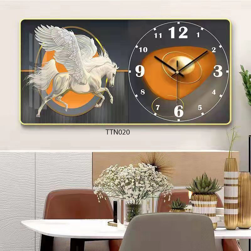 Tranh Đồng Hồ Tráng Gương 5D Mã Đáo Thành Công - Simple House, Trang Trí Phòng Khách,Giúp Gia Chủ Thăng Quan Tiến Chức.