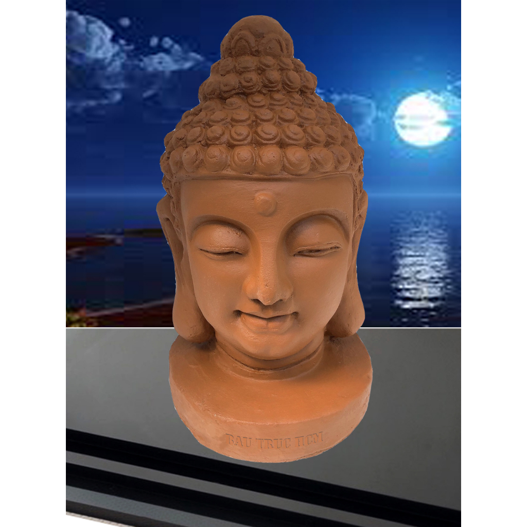 Đầu Tượng Phật Gốm Đất Nung 31 Cm